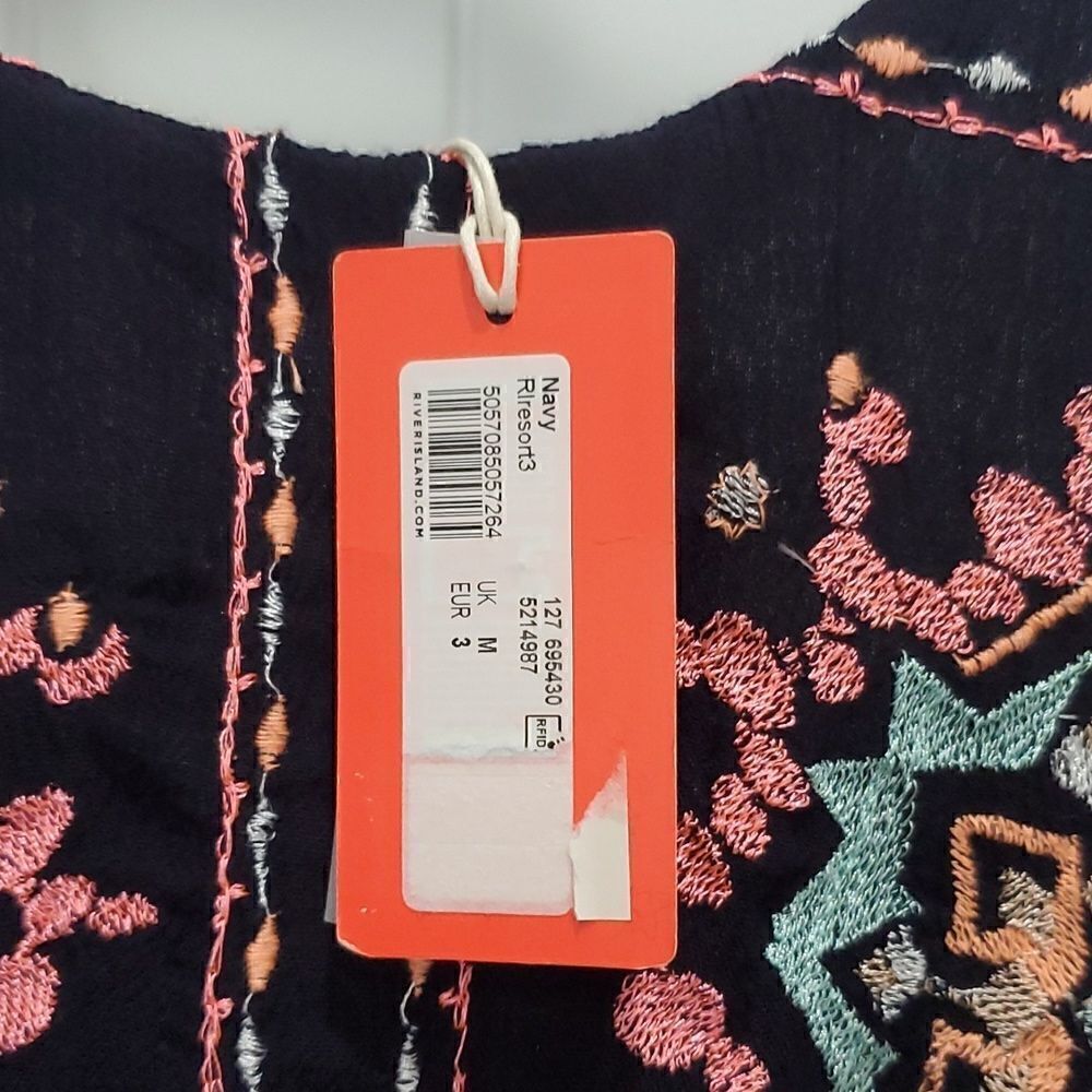 Riresort by,River Island Womans Embroidered Cami, Maxi Dress,with fringe,Med,NWT - Picture 7 of 11